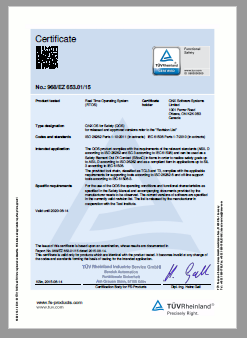 ISO 26262 Automotive Safety Integrity Level (ASIL) D certificate