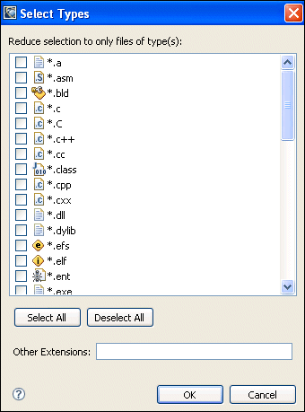 Select Types dialog