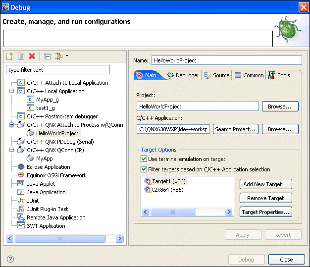 Launch Configuration dialog