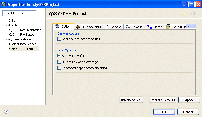 Properties dialog