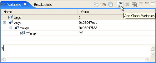 Global variables view