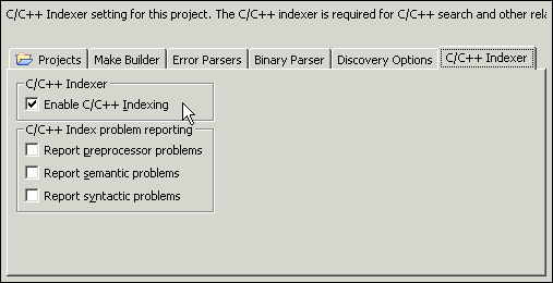 Indexer settings