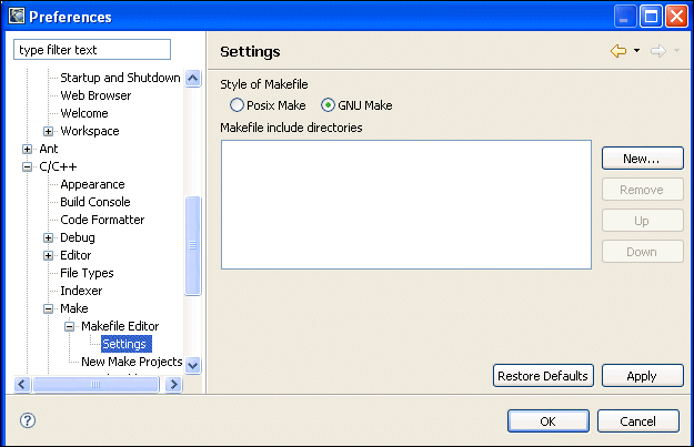 Makefile Editor               preferences