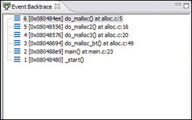 Memory  Analysis event backtrace