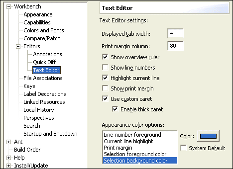 Text editor preferences