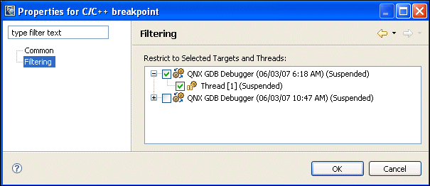 thread-specific               breakpoints