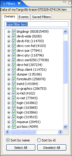 System Profiler: Filter owners