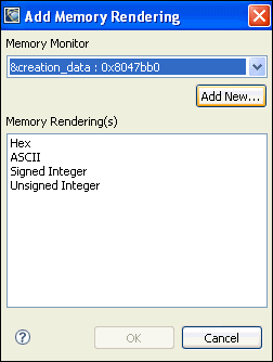 Memory Rendering view: Add Memory Rendering