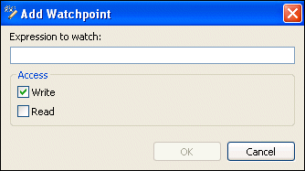 Breakpoints view; adding watchpoints